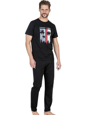 Pierre Cardin %100 Pamuklu Tam Kalıp Pijama Takım, Erkek T-Shirt Pantolon Takım, Ceplidir