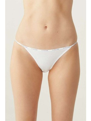 U.S. Polo Assn. Siyah Beyaz Ten Ince Kenar 5'li Ekonomik Paket Kadın Slip