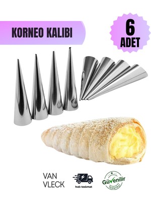 Van Vleck Korneo Kalıbı 6’lı Set – Kremalı Tatlı, Kornet, Dondurma ve Külah Korne Yapım Kalıbı