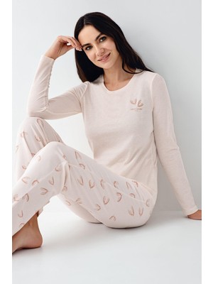 Pierre Cardin Kadın Mevsimlik Uzunkol Cepli Pijama Takım, Modal ve Pamuk Kumaş
