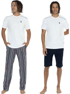 U.S. Polo Assn. U.s. Polo %100 Pamuklu 3'lü Pijama Şort T-Shirt Takım