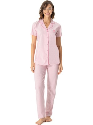 U.s. Polo Assn. Kadın Kısakol Gömlek Pijama Takım, Viskon Kumaş