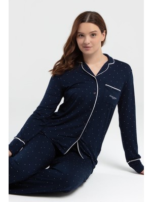 Pierre Cardin Çeyizlik Kutulu Pijama Takım, Viskon Kumaş, Önden Düğmeli, Uzunkol
