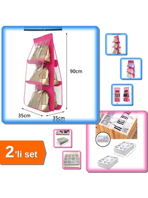 Feyza Design 6 Gözlü ve 12 Bölmeli Çok Amaçlı Dolap Içi Çanta Seti (2 Adet)