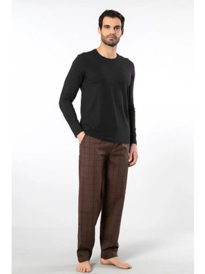 Cacharel Erkek Pijama Takım, Üst Penye Alt Poplin Kumaş, %95 Pamuk, %5 Elastan