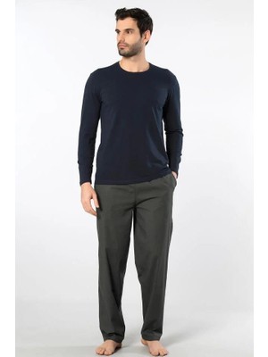 Cacharel Erkek Pijama Takım, Üst Penye Alt Poplin Kumaş, %95 Pamuk, %5 Elastan