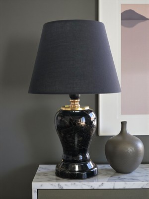Feyza Design Şah Siyah Gold Mermer Abajur, Şapka Tasarımı, Feray Home