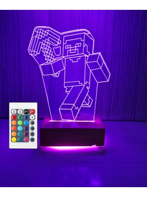 Feyza Design 16 Renkli Minecraft LED Lambası, Doğum Günü Için Harika Hediye