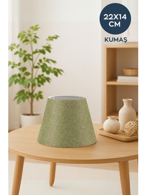 Feyza Design Haki Yeşil Abajur Başlığı 22 Cm, Şık ve Modern Dekorasyon Aksesuarı