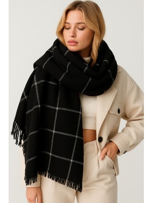 Myzi Store Kadın Desenli Kalın Kışlık Şal – Oversize Şal (65*175 Cm)