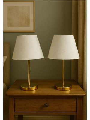 Feyza Design Şık 2'li Abajur Seti, Yatak Odası ve Çocuk Odası Için Uyumlu Tasarım