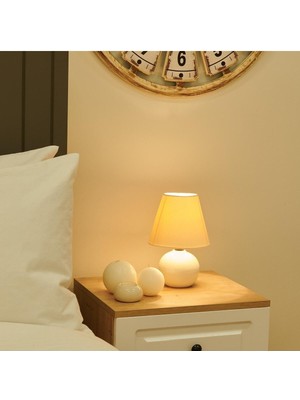 Feyza Design 12'li Seramik Top Abajur Seti, Beyaz/krem Renk, Şık ve Zarif Dekorasyon