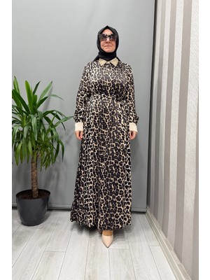 Ghisa Beli Kuşaklı Elbise Leopar 26KGSELB4925