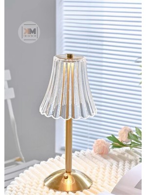 Feyza Design Şarjlı Kristal Şemsiye Abajur, Yılbaşı Masa Lambası, Dokunmatik Renkli Işık