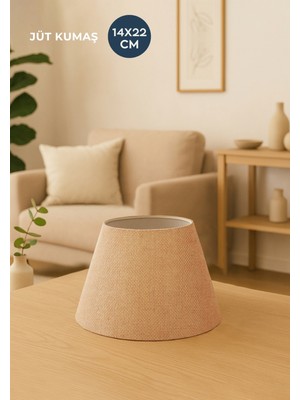 Feyza Design Şık Jüt Kumaş Abajur Başlığı, 22'lik A Kalite Tasarım