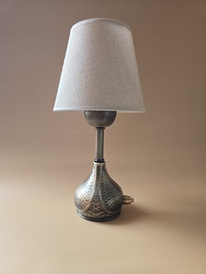 Feyza Design Pilli Gece Lambası, Masa Lambası, Şapka Düz Boru, Bej Renkli Dekoratif Aydınlatma