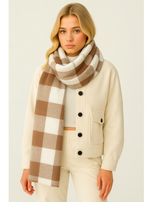 Myzi Store Kadın Siyah Kare Desenli Kalın Kışlık Şal – Oversize Şal