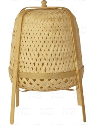 Feyza Design Modern Bohem Bambu Masa Lambası, Rattan, 35 Cm, Iskandinav Tarzı
