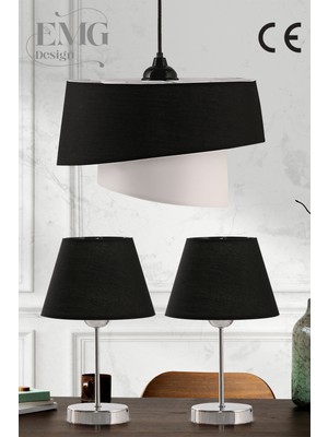 Feyza Design Modern Kumaş Manolya Avize ve Abajur Seti, Şık ve Şık Aydınlatma