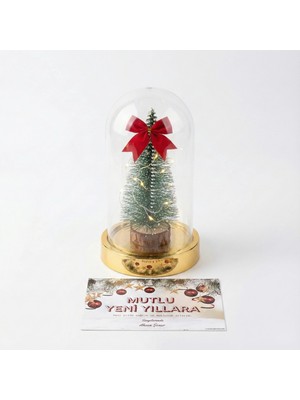 Atatuğ Hediyelik Büyülü Yılbaşı Rüyası: LED Işıklı Mika Fanus Içinde Mini Çam Ağacı Hediyelik (12X21 Cm)