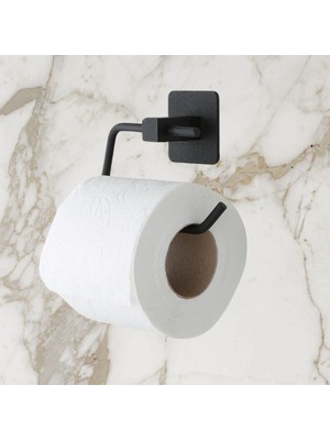Nargo Kendiliğinden Yapışkanlı Siyah Paslanmaz Metal Kapaksız Tuvalet Kağıtlığı Aparatı
