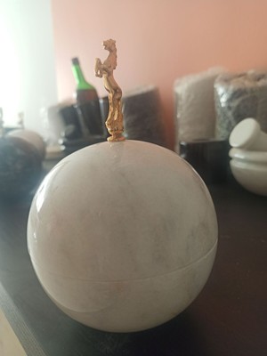 Feyza Design Beyaz ve Siyah Gerçek Mermer Küp Mücevher Kutusu