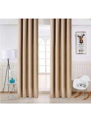 Taç Bej Lüks Termal %100 Işık Geçirmez Kornişli Blackout Karartma Saten Perde
