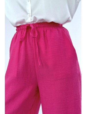 Livizmir Moda Fuşya Keten Pantolon