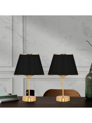 Feyza Design Şık 2'li Abajur Seti, Komodin ve Yatak Odası Dekorasyonu Için