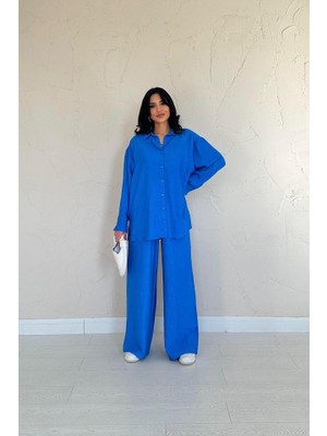 Livizmir Moda Saks Alice Gömlek ve Bol Kesim Pantolon Takım