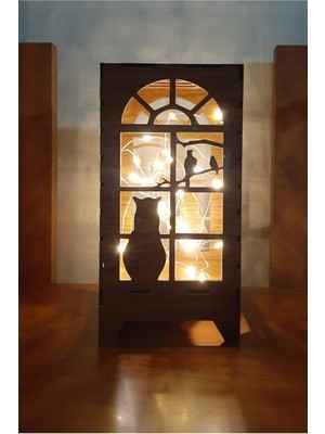 Feyza Design Özel Tasarım Ahşap Mini Abajur, Şık ve Sıcak Atmosfer Yaratır