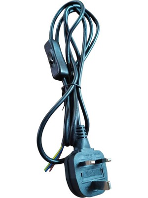 Feyza Design Şık Siyah Ingiliz Fişli Düğmeli Kablo, Güç ve Bağlantı Uzmanı