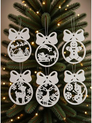 Eterna Yılbaşı Çam Ağacı Süsü 3D Baskı 6 Adet