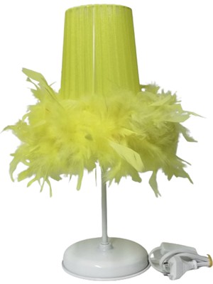 Feyza Design Renkli Tüylü Çocuk Yatak Odası Abajuru, Şık ve Sevimli Tasarım