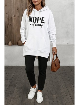 Livizmir Moda Kadın Uzun Kollu Kapşonlu Bağcıklı Viskon Iki Iplik Sweat