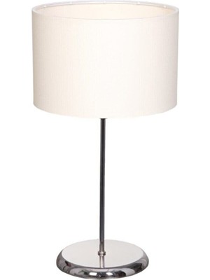 Feyza Design Modern Beyaz Krom Ayaklı Slindir Şapka Abajur Gece Lambası