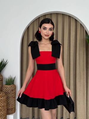 Livizmir Moda Miron Omuz Fiyonklu Elbise