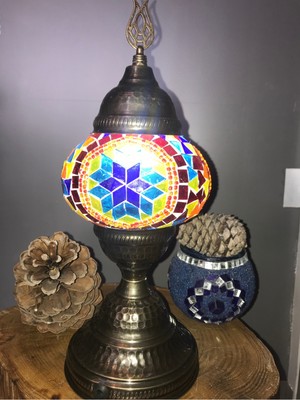 Feyza Design El Yapımı Mozaik Abajur, Şık ve Renkli Masa Lambası