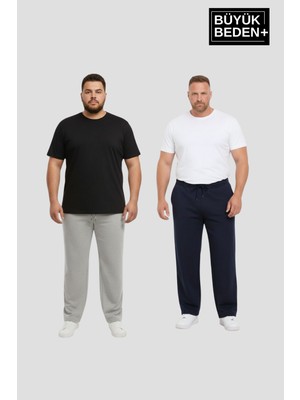 Superlife Erkek Büyük Beden Paça Reçme Ince Eşofman Altı 2’li Set – Rahat Kalıp SPR26BEA952+2