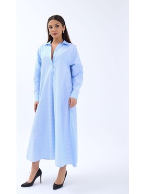 Livizmir Moda 5857 Elbise-San Diego Çizgili