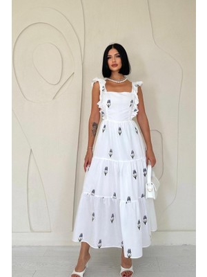 Livizmir Moda Lacivert Sıfır Kol Fırfırlı Elbise