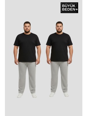 Superlife Erkek Büyük Beden Paça Reçme Ince Eşofman Altı 2’li Set – Rahat Kalıp SPR26BEA952+2