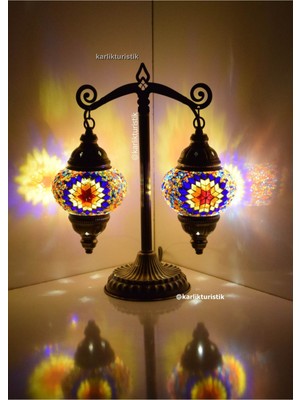 Feyza Design Şık Mozaik Masa Lambası, Dekoratif Terazi Tasarımı, Huzur ve Estetik