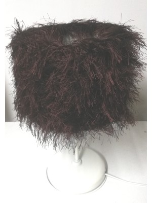 Feyza Design Yumuşak Tüylü Kahverengi Yatak Odası Abajur, Şık ve Sıcak Aydınlatma