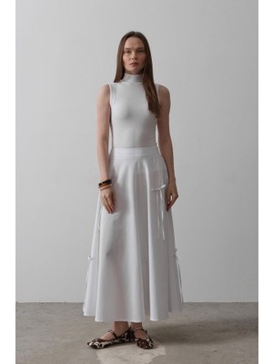 Livizmir Moda Fiyonk Kloş Etek - Beyaz