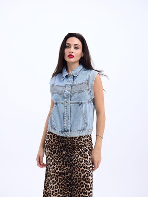 Livizmir Moda 6779 Kot Yelek-Mavi