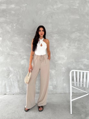 Livizmir Moda Ayrobin Oversize Pantalon - Bej
