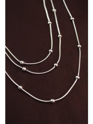 Brf Bfs 316L Çelik Gümüş Renk Minimal Topçuk Model Çoklu Kolye