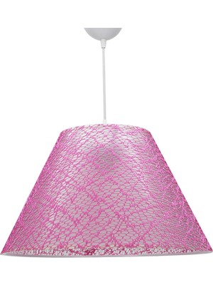 Feyza Design Şık Pembe Dantelli Sarkıt Avize, Oturma Odası ve Yatak Odası Için Parlaklık