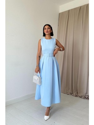 Livizmir Moda Bebe Mavi Halter Yaka Kloş Elbise